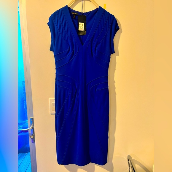 ESCADA Cap Sleeve Danette Piped Scuba Dress Sz.36 Cobalt Blue *EUC* MSRP: $1,450 - Picture 4 of 9